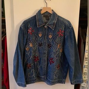 Adorable embroidered jean jacket